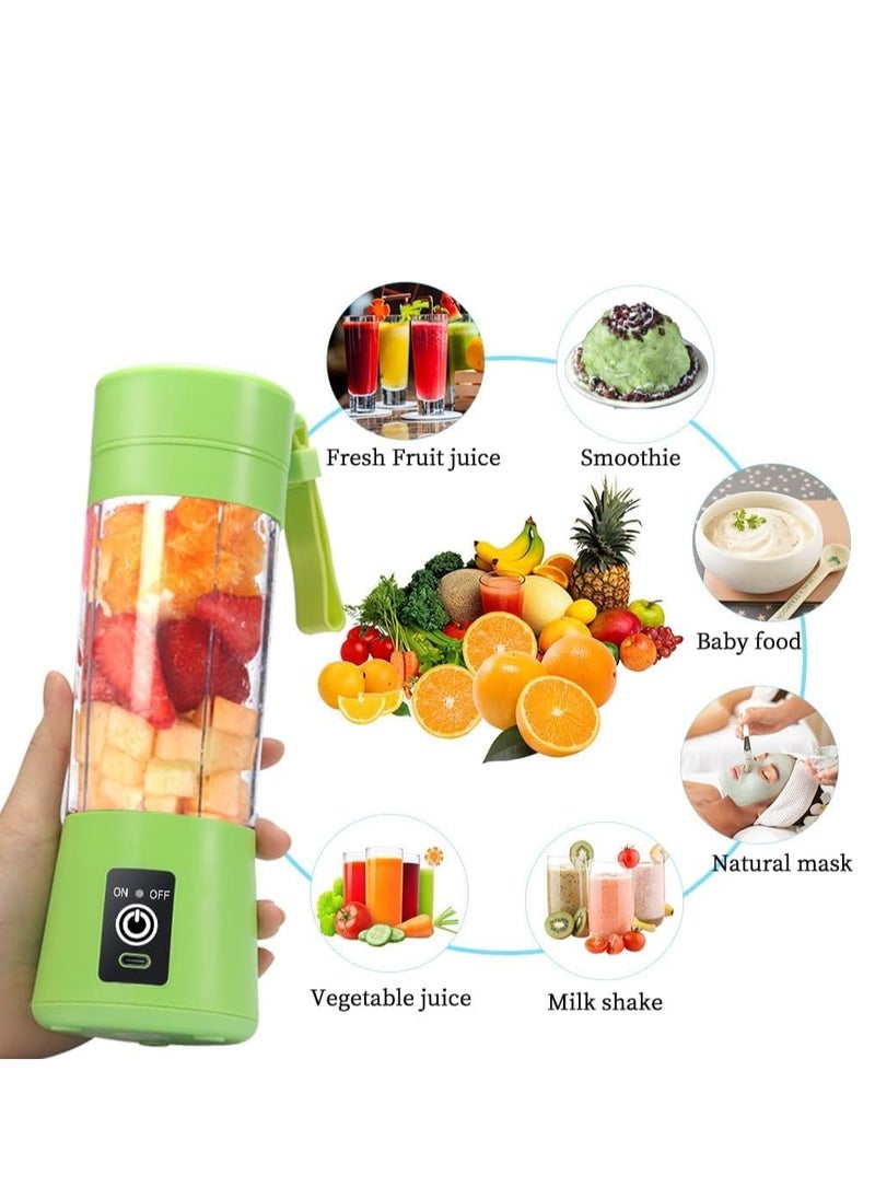 Portable Blender Cup,Electric USB Juicer Blender,Mini Blender Portable Blender For Shakes and Smoothies, Juice,380ml, Six Blades Great for Mixing