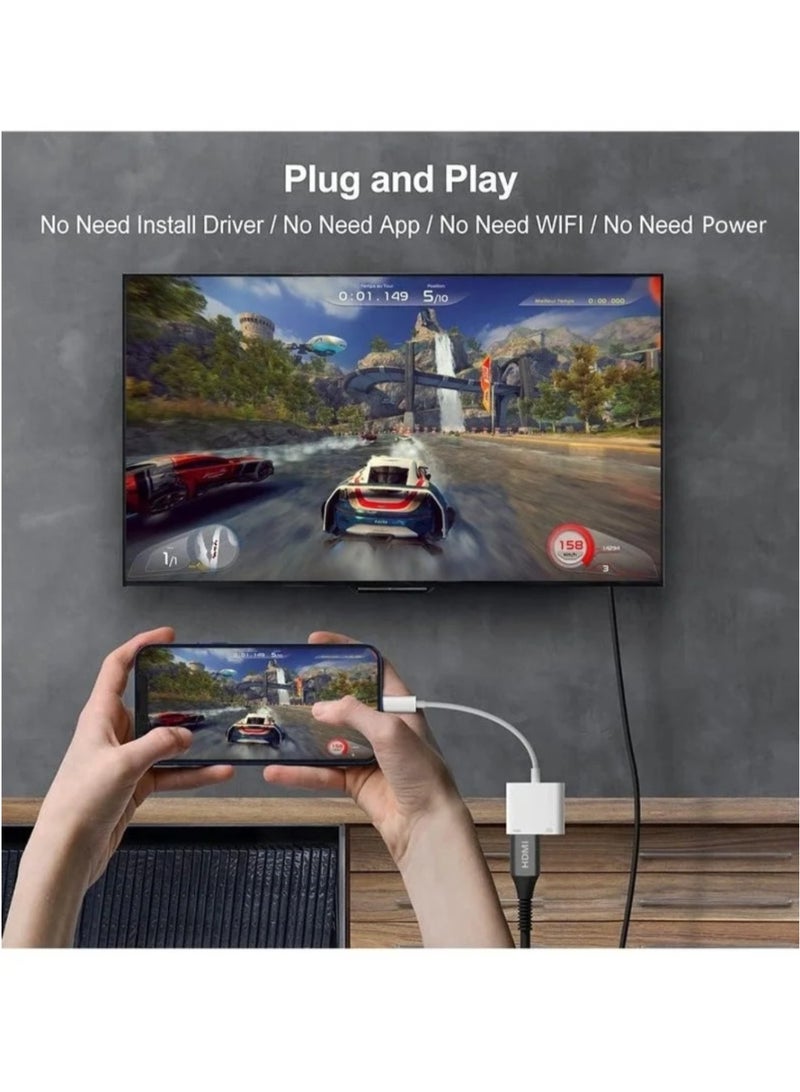 HDMI Adapter for iPhone to TV iPad to HDMI 108OP HD Digital AV Adapter(No Need Power) Video  Audio Sync Screen Connector Compatibility with iPhone 14/13/12/11/X/8/iPad/to HDTV Projector Monitor - Image 4