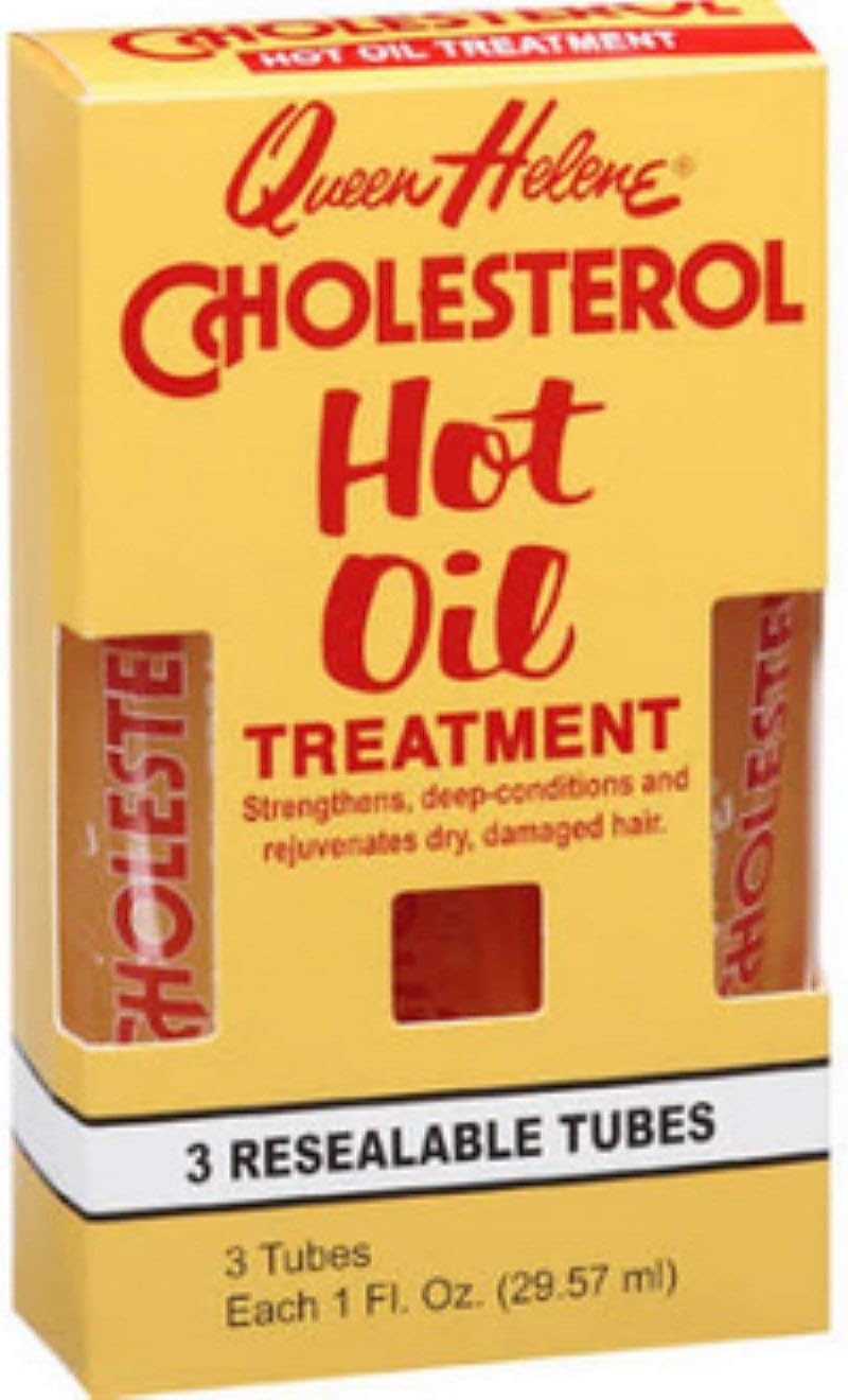 Queen Helene Cholesterol Hot Oil Treatment - 3 Resealable Tubes for Deep Conditioning