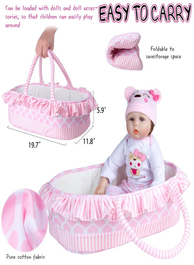 PEDOLLTREE Reborn Baby Dolls Clothes Girl Outfit Accessories Pink Little Bear 12 Pcs for 17-22 Inch Reborn Doll Newborn with Pink Heart Bassinet - Image 5