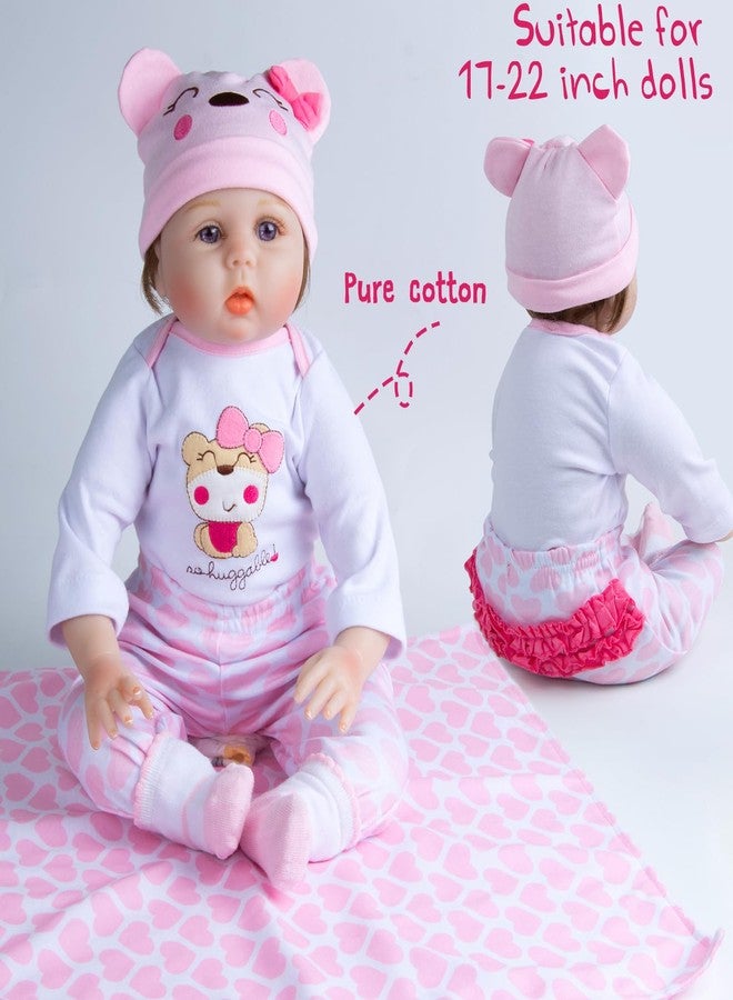 PEDOLLTREE Reborn Baby Dolls Clothes Girl Outfit Accessories Pink Little Bear 12 Pcs for 17-22 Inch Reborn Doll Newborn with Pink Heart Bassinet - Image 4
