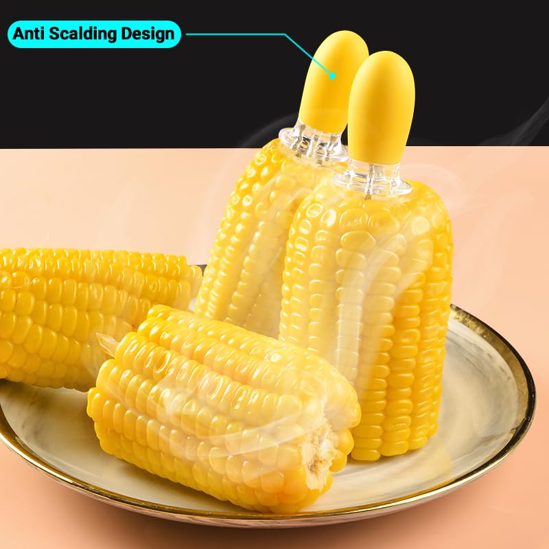 ECO-FUSED Corn Holders - 4 Pairs (Orange/Yellow/Blue/Green) - Corn on the Cob Skewers - Large Handle Pin Grips - Interlocking Design - Great for Home Cooking, BBQ, Picnics, Camping and Parties - Image 2