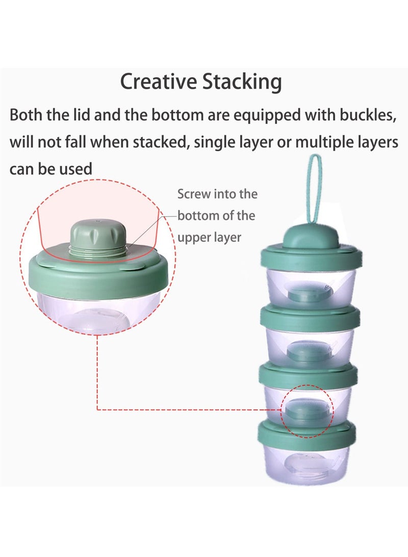Baby Milk Powder Formula Dispenser, 4 Layers Baby Formula Containers for Travel, Formula Holder Mixer, Baby Feeding Snack Storage Container, Portable, Stackable - Image 5