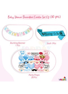 WOBBOX Wobbox Baby Shower Decoration Items| Baby Shower Ceremony Photo Booth Props for Photoshoot, Baby Shower Banner& Mom to Be Sash, Godh Bharai Ceremony Decoration Kit-(FP1859)  - Image 2
