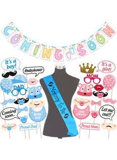 WOBBOX Wobbox Baby Shower Decoration Items| Baby Shower Ceremony Photo Booth Props for Photoshoot, Baby Shower Banner& Mom to Be Sash, Godh Bharai Ceremony Decoration Kit-(FP1859)  - Image 1