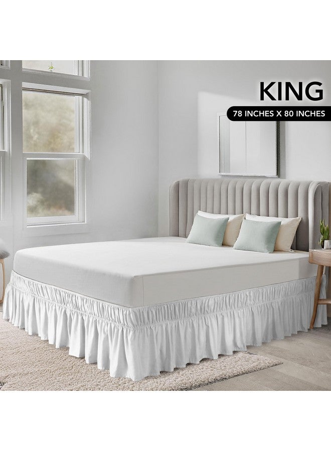 Utopia Bedding Utopia Bedding King Elastic Bed Ruffle - Easy Wrap Around Ruffle - Microfiber Bed Skirt with Adjustable Elastic Belt 16 Inch Tailored Drop - Hotel Quality Bedskirt, Fade Resistant (King, White) - Image 2