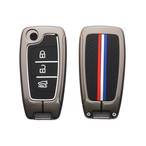 Keyzone Metal Key Cover Compatible for Hyundai i20, Kona, Verna 2018 Onwards 3 Button flip Key - Image 2