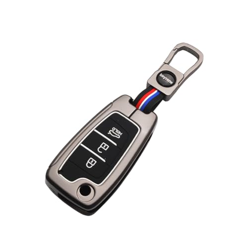 Keyzone Metal Key Cover Compatible for Hyundai i20, Kona, Verna 2018 Onwards 3 Button flip Key - Image 1