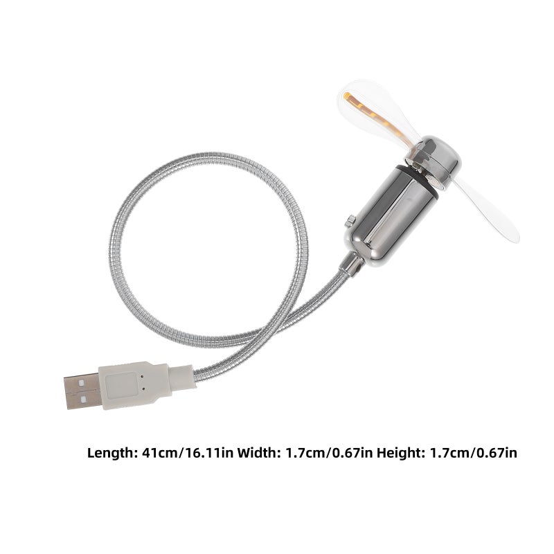 قطعتان من مراوح USB صغيرة مرنة مع شاشة عرض دائرية بأنماط LED ملونة (فضي) - Image 2