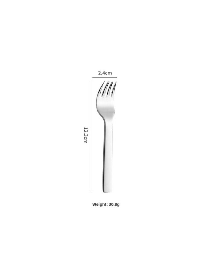 304 Stainless Steel Children's Spoon Fork Tableware Baby Food Supplement Spoon Convenient Spoon Eating Soup Spoon Short Handle Spoon-Specification:304 Children's Fork Zb - Image 1