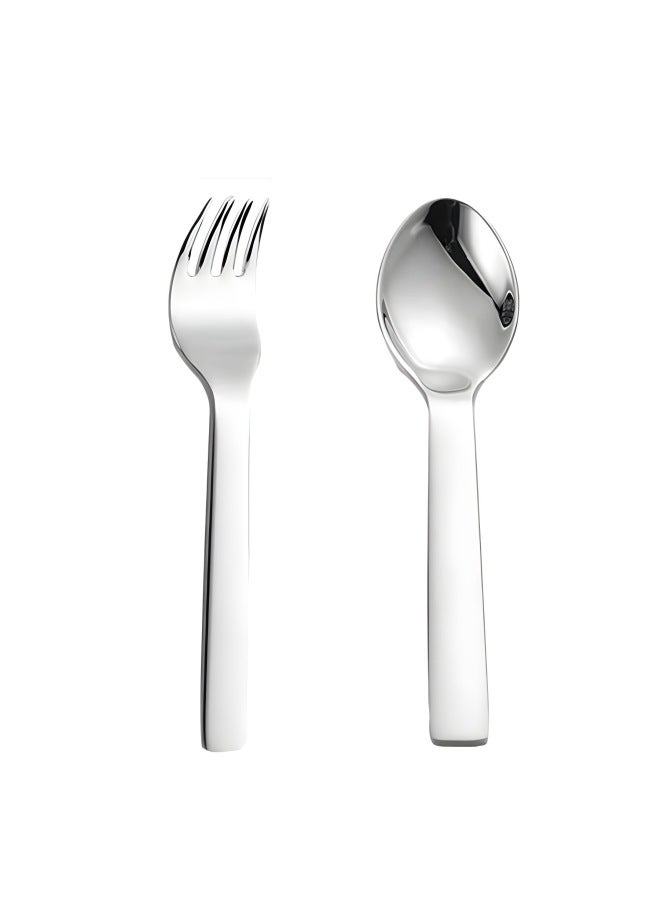 304 Stainless Steel Children's Spoon Fork Tableware Baby Food Supplement Spoon Convenient Spoon Eating Soup Spoon Short Handle Spoon-Specification:304 Children's Fork Zb - Image 5