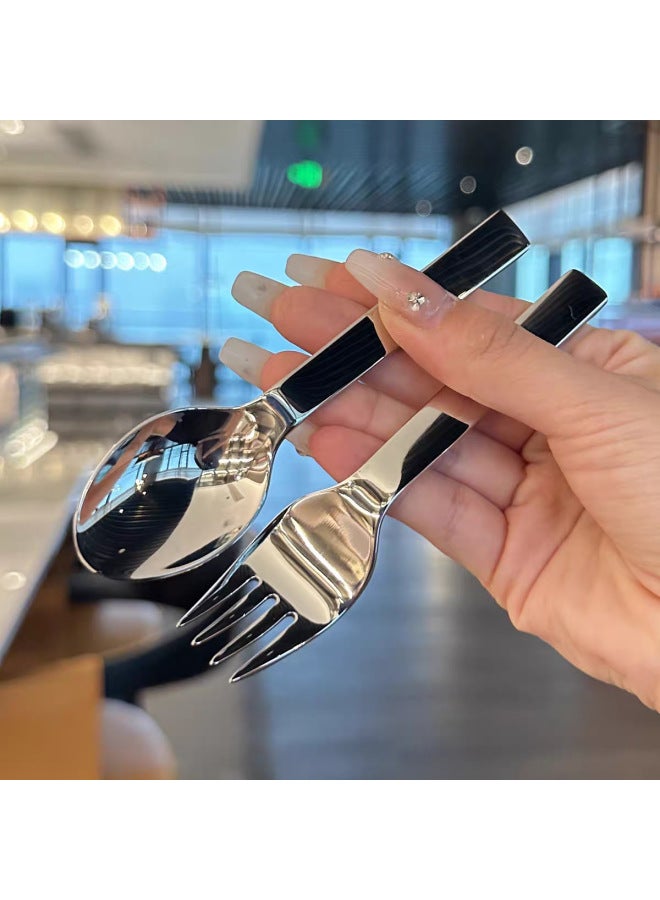 304 Stainless Steel Children's Spoon Fork Tableware Baby Food Supplement Spoon Convenient Spoon Eating Soup Spoon Short Handle Spoon-Specification:304 Children's Fork Zb - Image 4