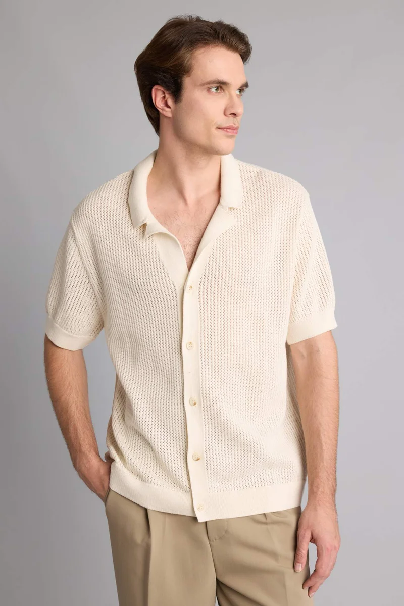 Defacto  Relax Fit Polo Collar Short Sleeve Polo T-Shirt for Men | Best Price UAE