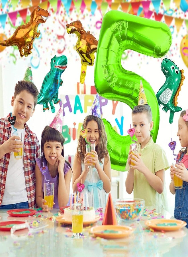 LEBERY Dinosaur Number 5 Ballloon, 40 Inch Green Number 5 Balloon, Mini Dino Foil Balloons Baby Dinosaur Balloons for Kid Dino Theme Jungle 5th Birthday Baby Shower Party Decorations - Image 3