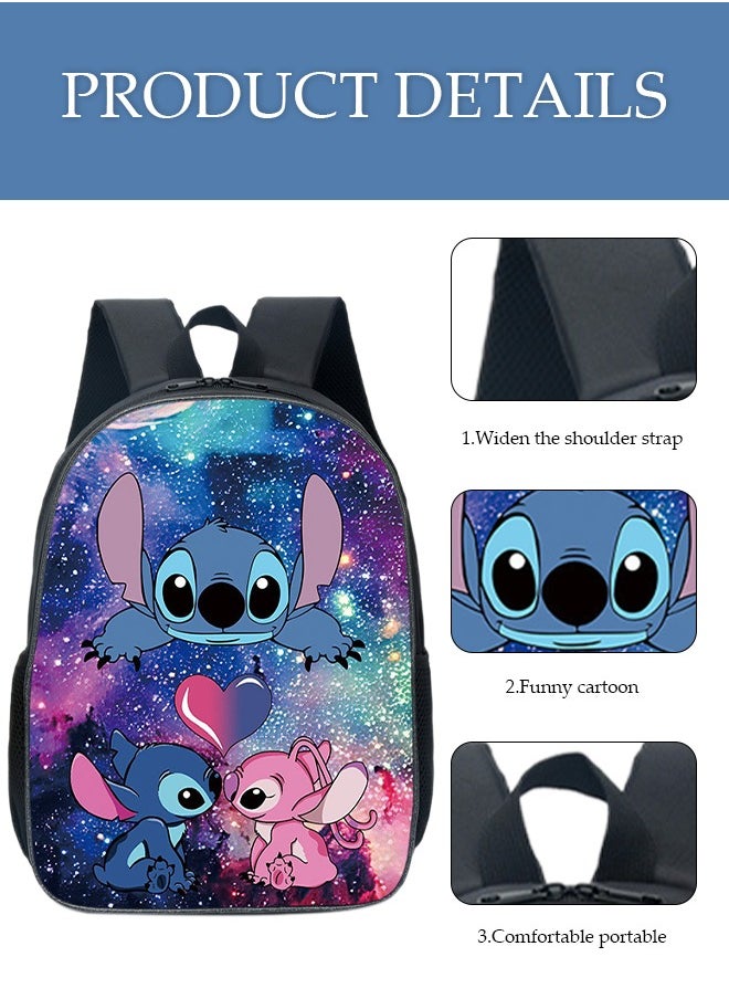 DUNISO - 3 Pieces of stitched backpack, Oxford cartoon printed children's school bag， with shoulder bag and pencil case, suitable for primary and secondary school students - Image 1