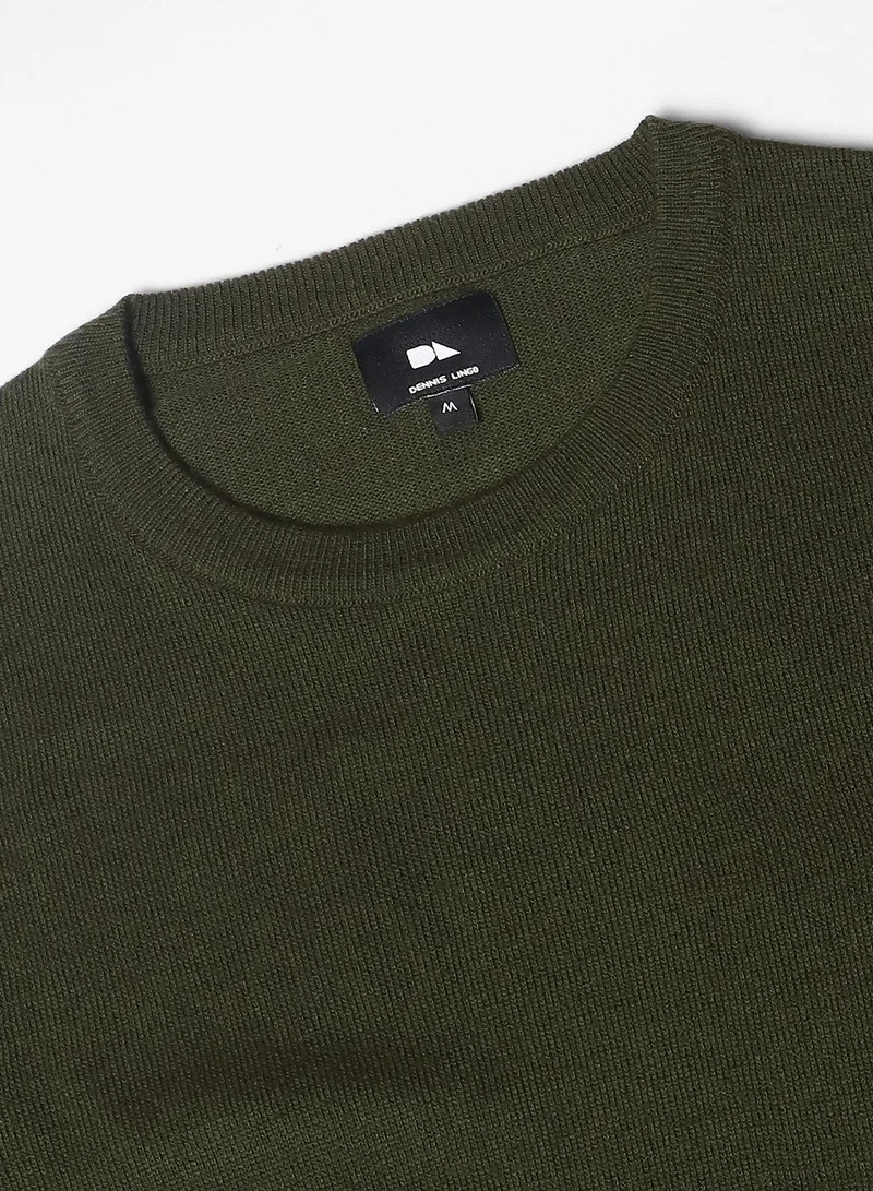 Dennis Lingo Men's Teal Green 100% Acrylic Colourblocked Regular Fit Sweater