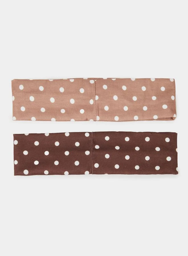 Styli  Brown and Taupe Polka Dot Print Headband for Women | Best Price UAE