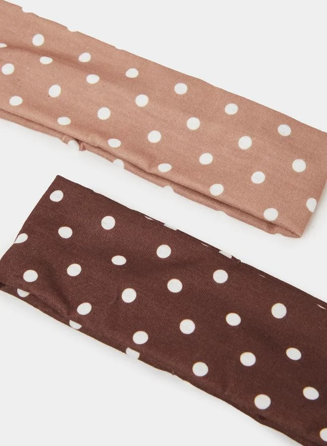 Styli  Brown and Taupe Polka Dot Print Headband for Women | Best Price UAE
