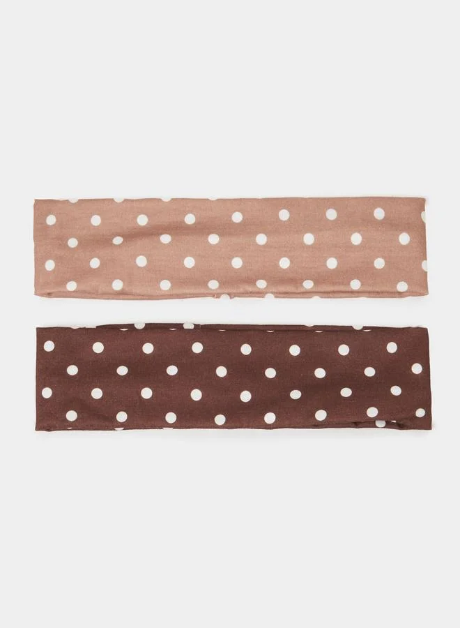 Brown and Taupe Polka Dot Print Headband