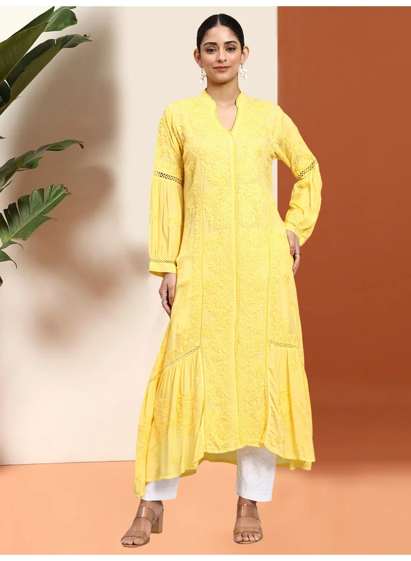 Alaya Women Chikankari Hand Embroidered Muslin Kurta-AL4100