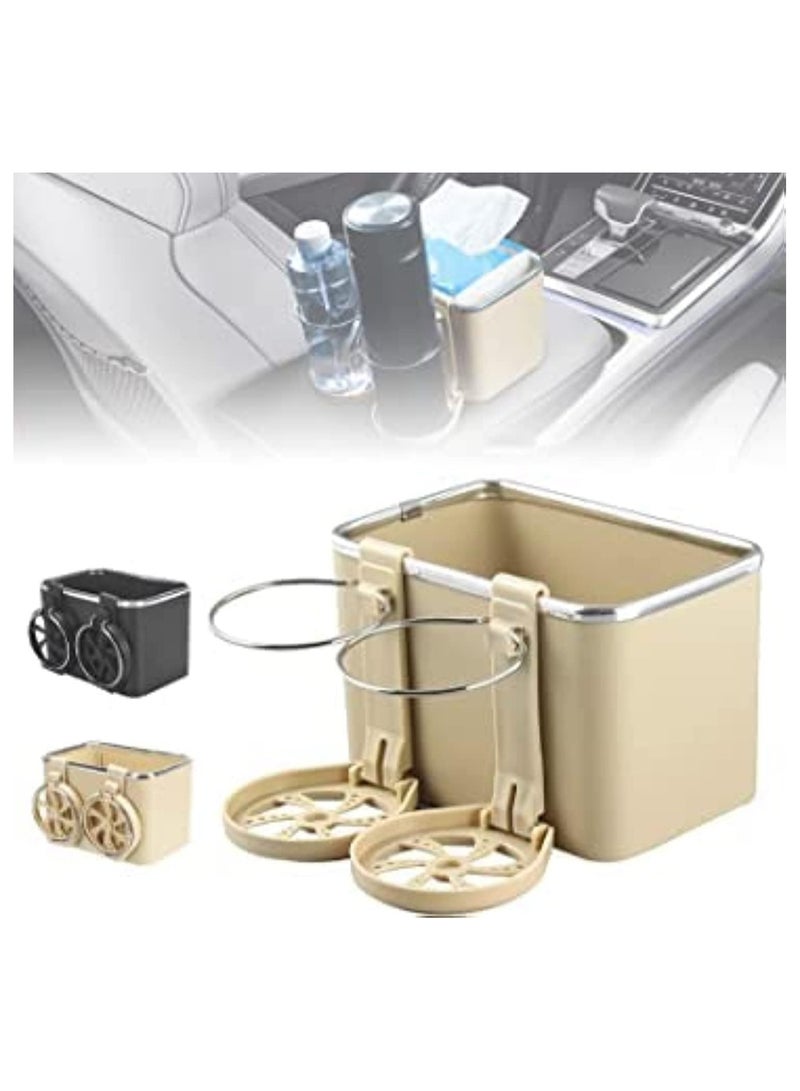 Car Armrest Storage Box Car Seat Organizer Tissue Storage with Cup Holder Car Organizers for Water Cups, Coffee, Drinks, Paper Towels and Mobile Phones - Image 3