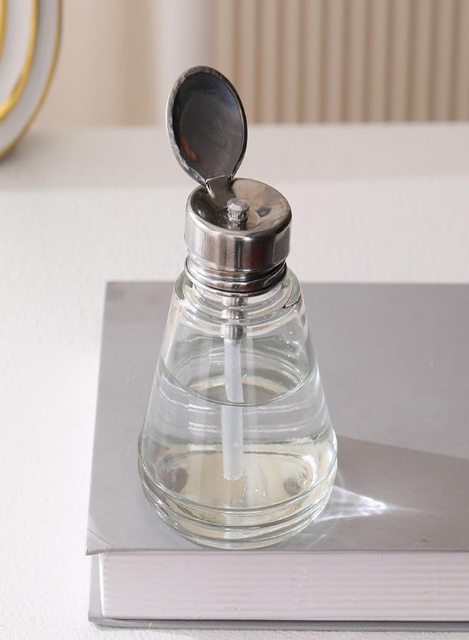 lasenersm 1 Piece Pump Dispenser Bottle Glass Nail Pumping Bottle 180ml Nail Dispenser Bottle Refillable Empty Push Down Pump Dispenser Bottle Cone Push Down Nail Polish Remover Bottle - Image 3