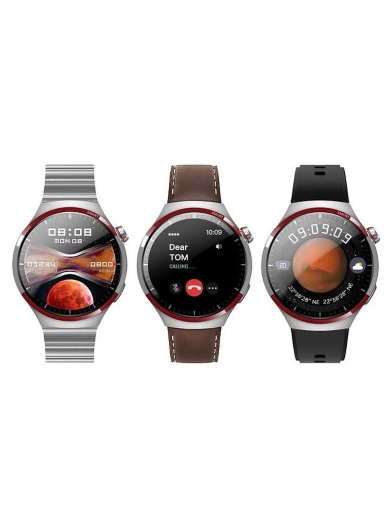 Haino Teko RW32 Pro Space X Version Round Shape Curved Display Smart Watch With 3 Pair Straps and Wireless Charger With 5 Times Pray Alarm and Tasbih Counter Designed For Mens and Boys - Image 1