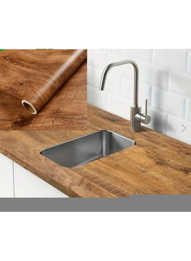 Self-adhesive wood-effect wallpaper -  wood color - water and moisture resistant for wall and furniture renovation - Image 5
