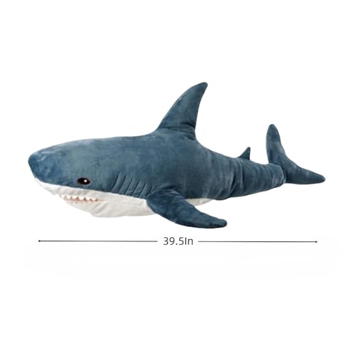 TONGMAN 395inch Plush Shark Toy Pillow Giant Shark Stuffed AnimalSoft Shark Cushion Pillow Shark Plush PillowsChubby Stuffed Shark Toy Children s Boys and Girls Room Decoration Bedtime Gift Blue - Image 5