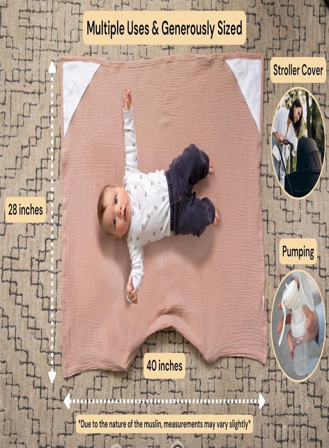 Evergrwn Superior Design Evergrwn Multi-use Privacy Nursing Cover Up for Breastfeeding, 100% Cotton Breathable Nursing Cover with Arch Neckline, Muslin Breastfeeding Cover, Baby Essentials (Rose Taupe) - Image 5