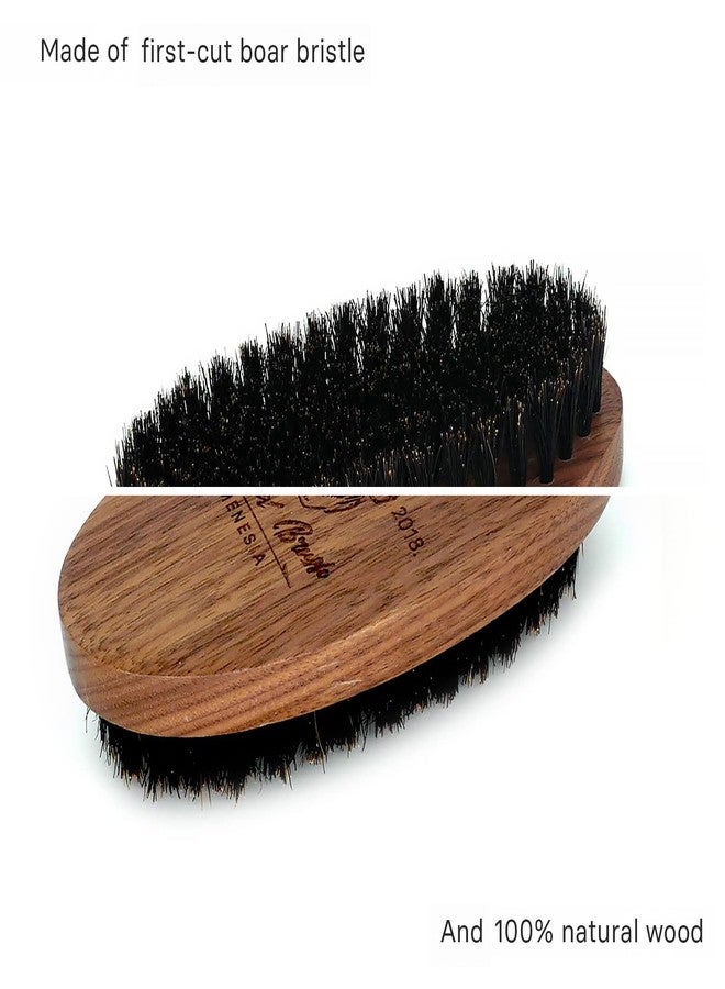 Menesia Black Walnut Wood Boar Bristle Hair Beard Brush for Men, Pocket Travel Men's Wooden Small Soft Beard Brush (Black Walnut) - Image 3