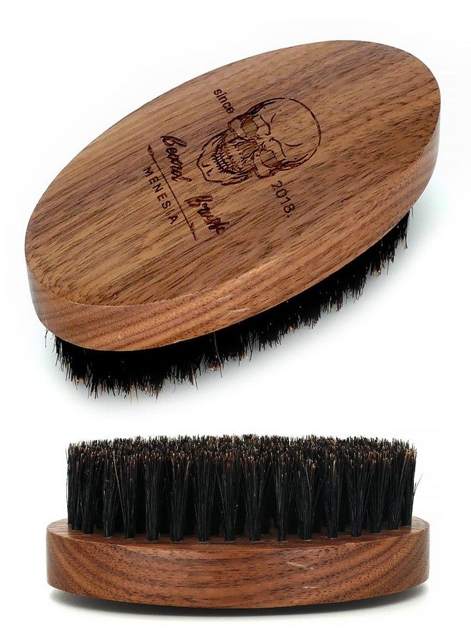 Menesia Black Walnut Wood Boar Bristle Hair Beard Brush for Men, Pocket Travel Men's Wooden Small Soft Beard Brush (Black Walnut) - Image 2