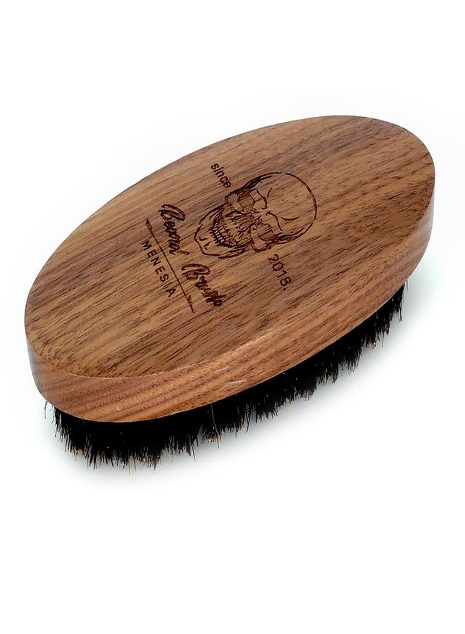 Menesia Black Walnut Wood Boar Bristle Hair Beard Brush for Men, Pocket Travel Men's Wooden Small Soft Beard Brush (Black Walnut) - Image 1