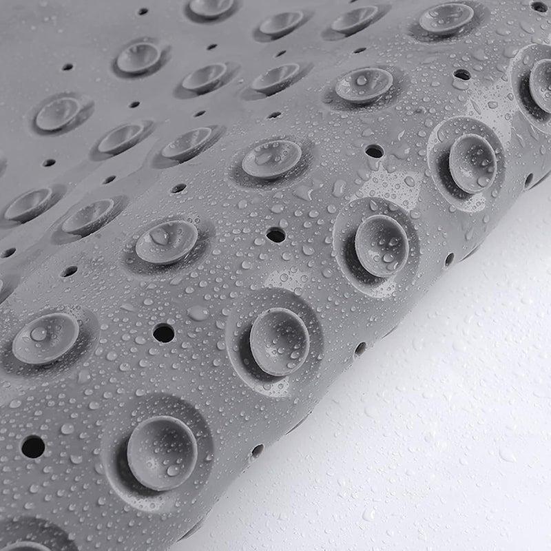 VDNSI Anti Slip Bathroom Mat Rubber Bath Mats Floor Rectangle Anti Skid Mats for Bathing Area Shower mat with Strong Suction Cups & Drain Holes 35X70 CM (Grey) - Image 4