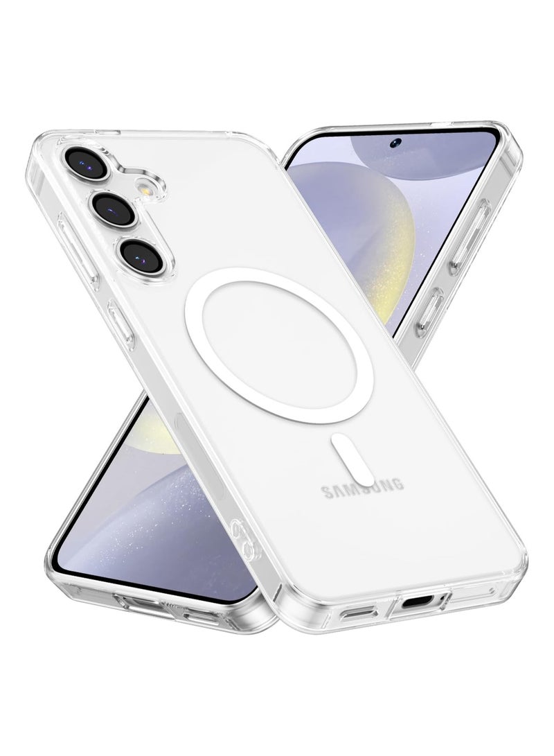 حافظة سامسونج جالاكسي S25 بلس المغناطيسية الشفافة ذات الغطاء الخلفي الصلب المقاوم للصدمات، إطار من مادة البولي يوريثان الحراري، حافظة شفافة رفيعة لهاتف سامسونج جالاكسي S25 بلس - Image 1