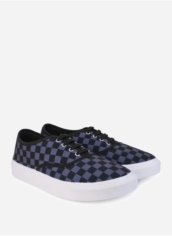 Styli Checkerboard Canvas Lace Up Sneakers