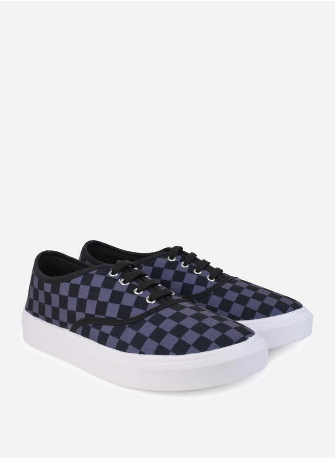 Styli Checkerboard Canvas Lace Up Sneakers  - Image 2