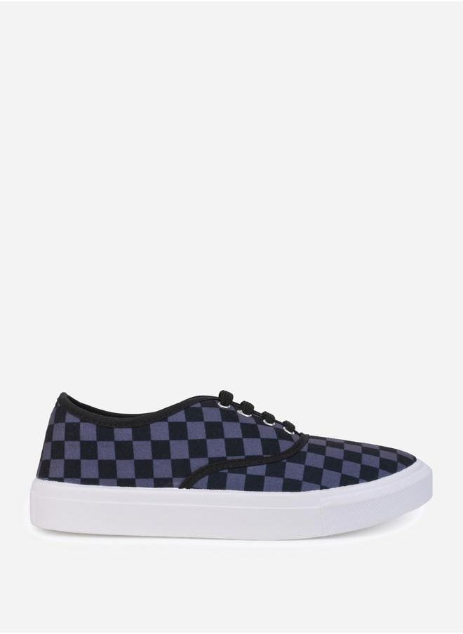 Styli Checkerboard Canvas Lace Up Sneakers  - Image 4
