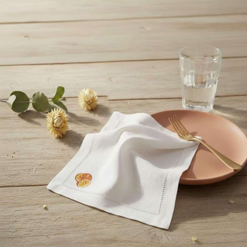 Pan Home طقم مناديل مطرزة بالليمون لتناول الطعام - Image 1