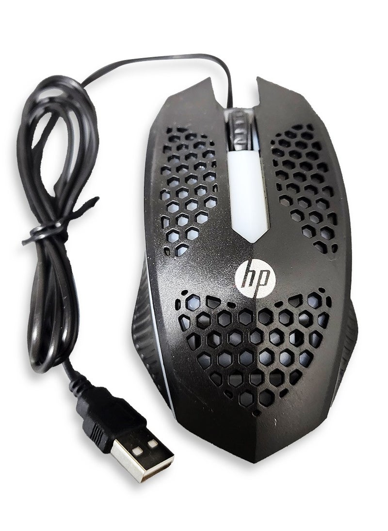 Wired Mouse Gaming 4 Button ,7 Color LED , 1600 DPi -for pc/ laptop in home and office , High quality film key - Black X-750