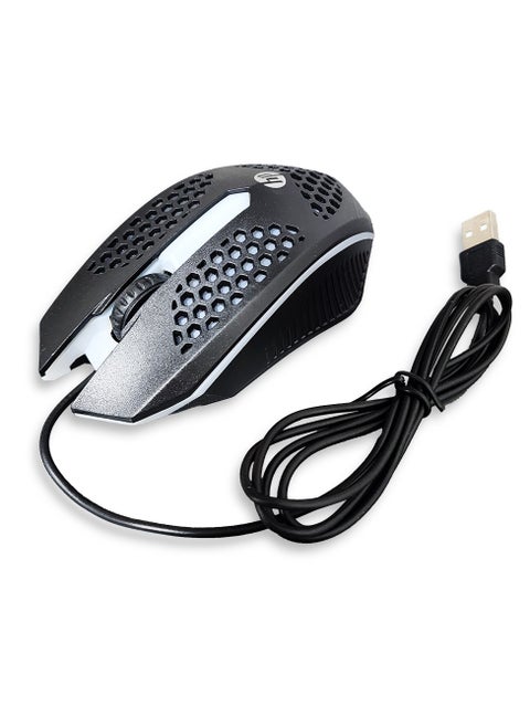 Wired Mouse Gaming 4 Button ,7 Color LED , 1600 DPi -for pc/ laptop in home and office , High quality film key - Black X-750