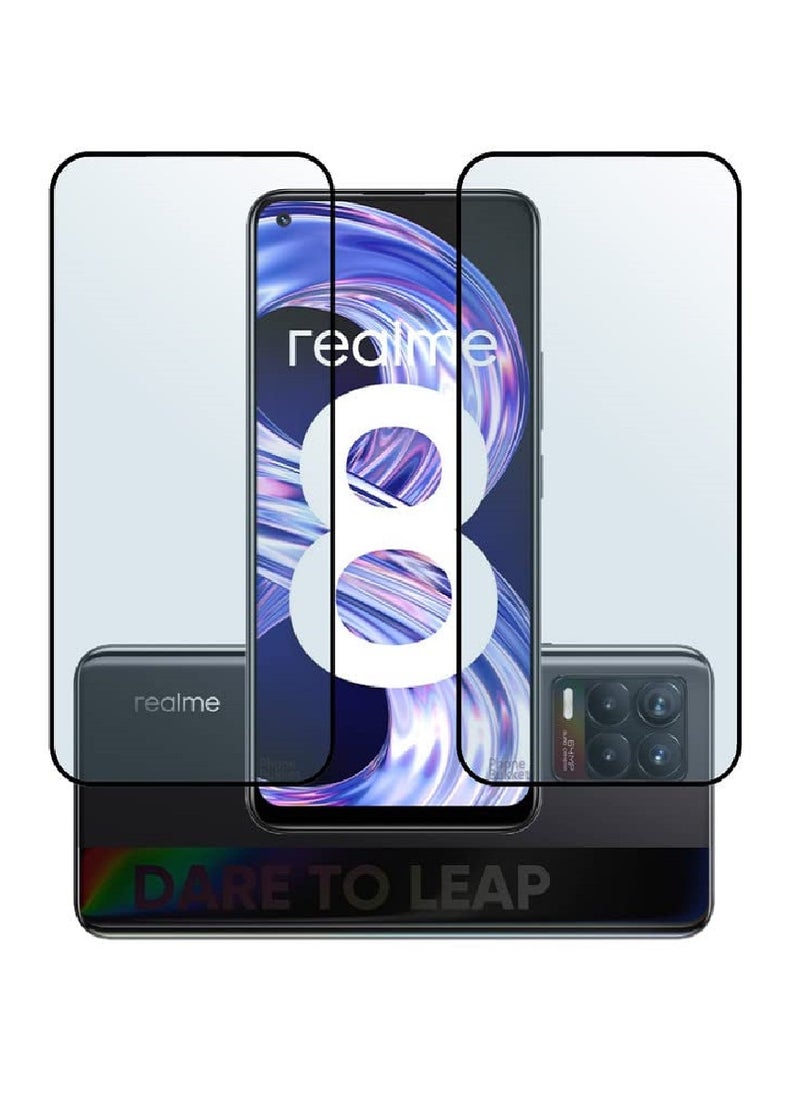 Super 2 Pieces Tempered Glass Screen Protector 5D Designed For Realme 8 Full Glue Edge to Edge Full Screen Coverage And Bubble Free - Image 1