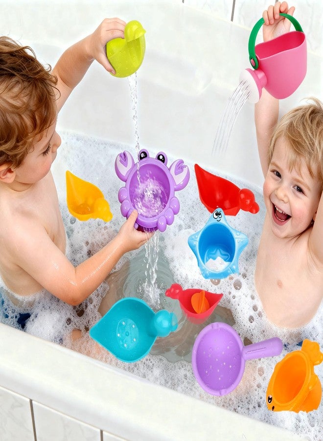 Babelshar 10 Pcs Bath Toys for Kids Ages 1-3, Bathtub & Pool Water Toys for Toddlers 1-3 & Babies 12-18 Months, Water Table Accessories with Floating Ducks, Stacking Cups & Pouring Fun for Boys Girls - Image 3