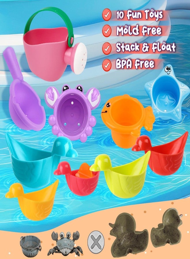 Babelshar 10 Pcs Bath Toys for Kids Ages 1-3, Bathtub & Pool Water Toys for Toddlers 1-3 & Babies 12-18 Months, Water Table Accessories with Floating Ducks, Stacking Cups & Pouring Fun for Boys Girls - Image 4