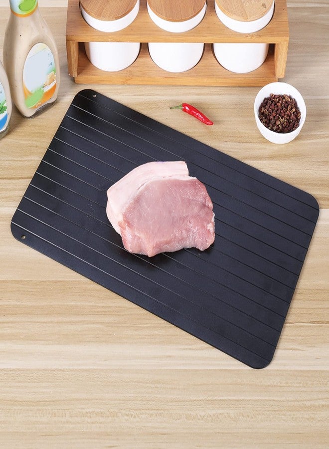 Estink Food Thawing Defrosting Plate, Fast Defrosting Tray Home Restaurant Kitchen Aluminum Alloy Mellow Thawing Plate Kitchen Gadgets for Frozen Food Meat Thawing Board, Black (L 37cm) - Image 2