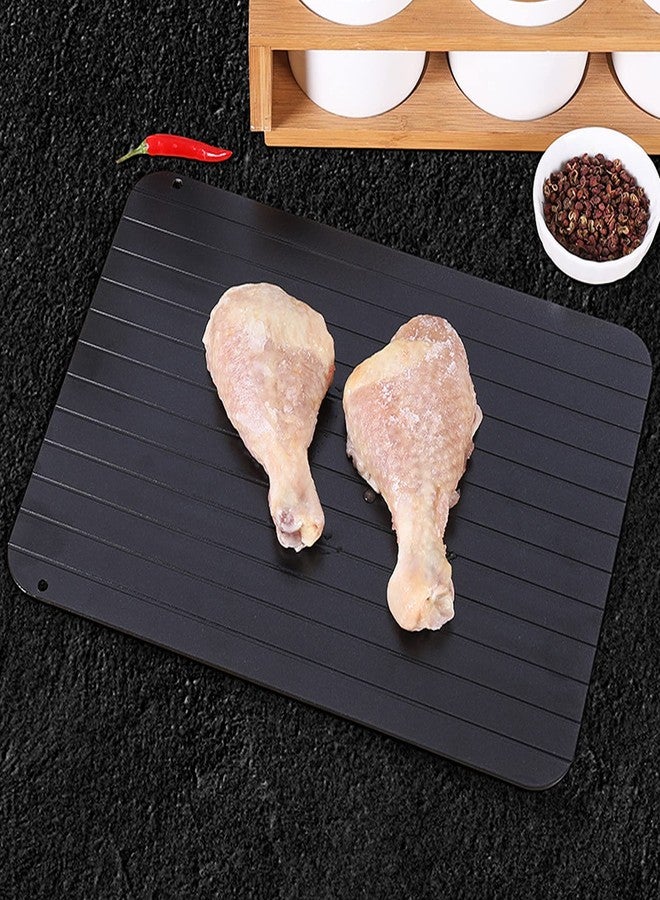 Estink Food Thawing Defrosting Plate, Fast Defrosting Tray Home Restaurant Kitchen Aluminum Alloy Mellow Thawing Plate Kitchen Gadgets for Frozen Food Meat Thawing Board, Black (L 37cm) - Image 3