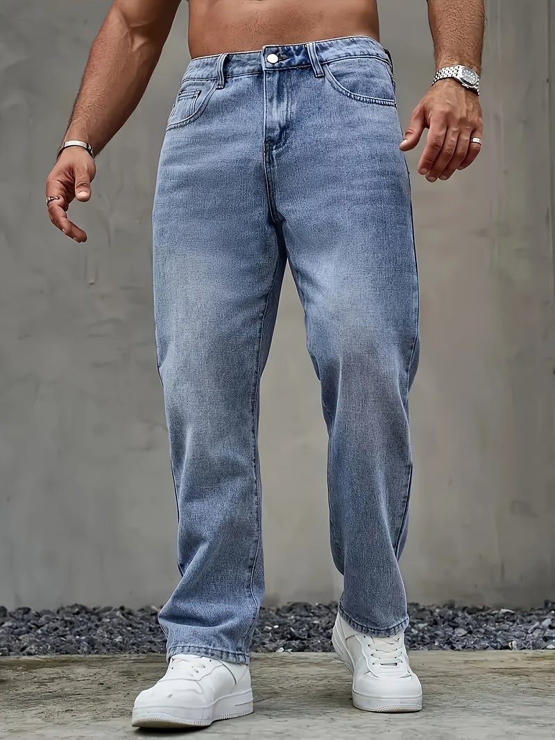Men'S Straight-Leg Jeans for All Seasons, Stylish Street Hip-Hop Style Jeans, High-Quality Comfortable Casual Denim - Image 3