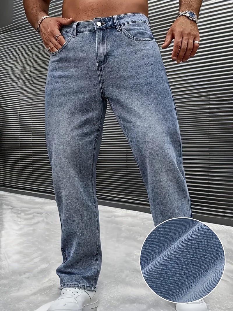 Men'S Straight-Leg Jeans for All Seasons, Stylish Street Hip-Hop Style Jeans, High-Quality Comfortable Casual Denim - Image 4