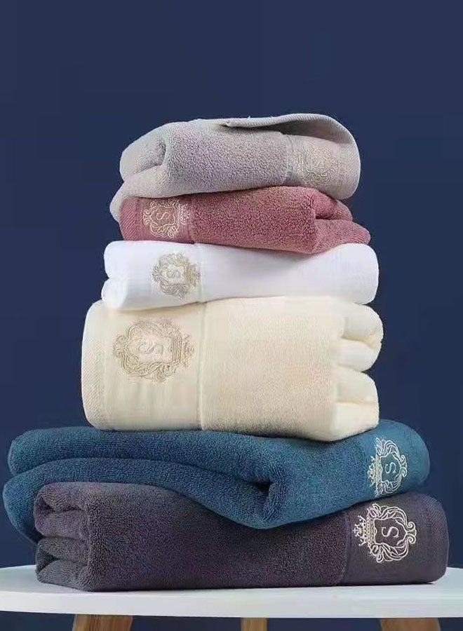 Hanayo 3 Pcs Towel Set Bathroom Face Bath Towel Set Cotton Towel Fast Absorbent Skin-friendly and Soft Includes Bath and Face Towel (Grey)  - Image 4