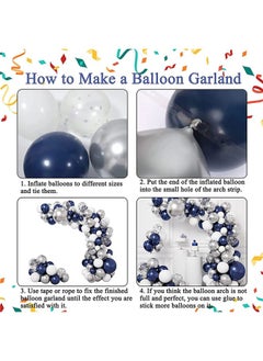 Zeemey 148-pcs Navy Blue White Latex Decorative Balloon Arch Garland Set - Perfect for Graduation Baby Shower Wedding Birthday Bachelorette Party  - Image 4